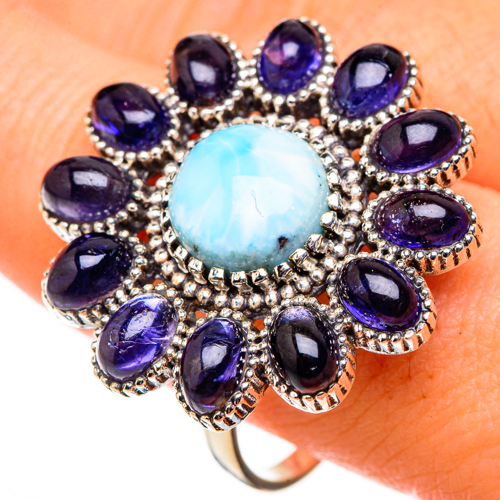 Larimar, Tanzanite Rings handcrafted by Ana Silver Co - RING127017