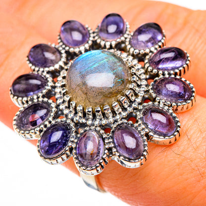 Labradorite, Tanzanite Rings handcrafted by Ana Silver Co - RING127018
