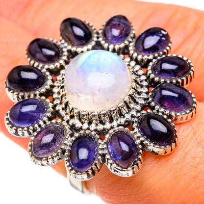 Rainbow Moonstone, Tanzanite Rings handcrafted by Ana Silver Co - RING127026