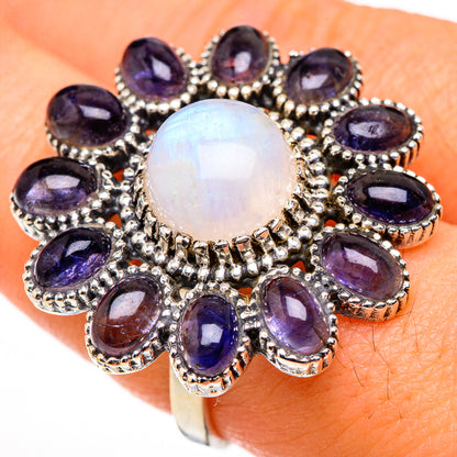 Rainbow Moonstone, Tanzanite Rings handcrafted by Ana Silver Co - RING127028