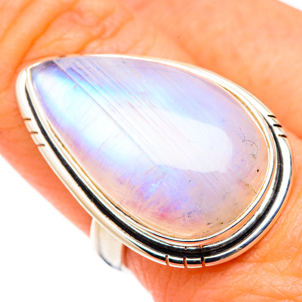Rainbow Moonstone Rings handcrafted by Ana Silver Co - RING127031
