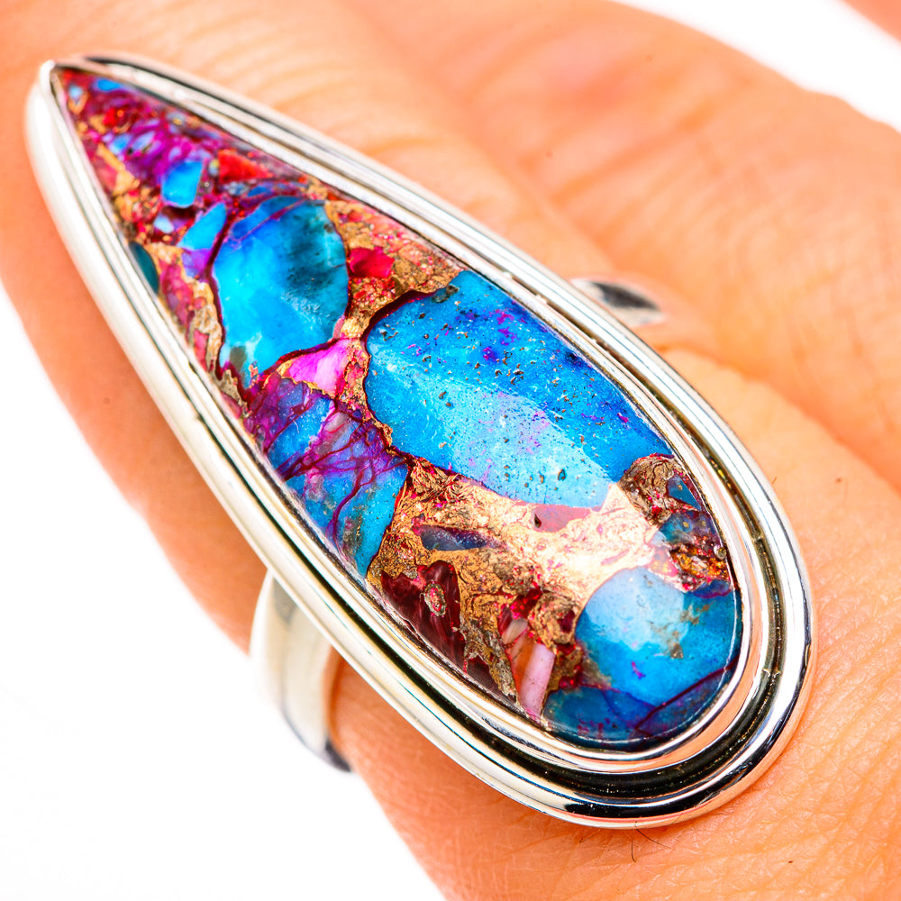 Kingman Pink Dahlia Turquoise Rings handcrafted by Ana Silver Co - RING127034