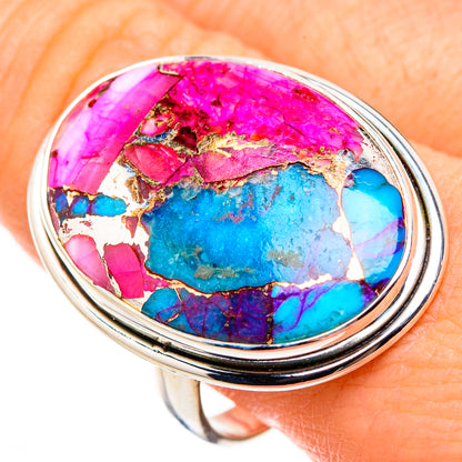 Kingman Pink Dahlia Turquoise Rings handcrafted by Ana Silver Co - RING127035