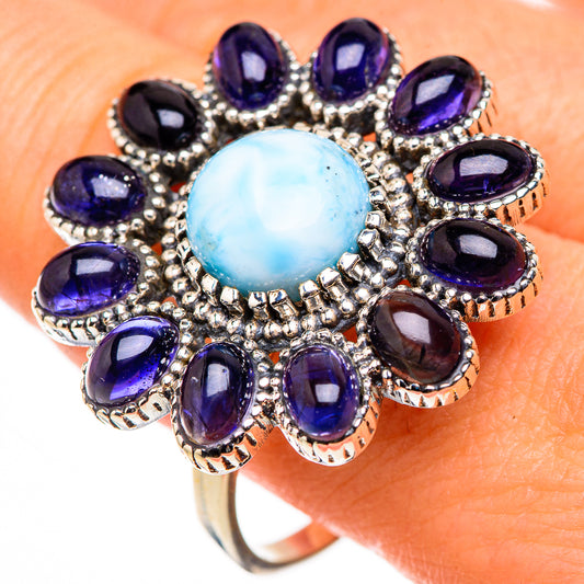 Larimar, Tanzanite Rings handcrafted by Ana Silver Co - RING127036