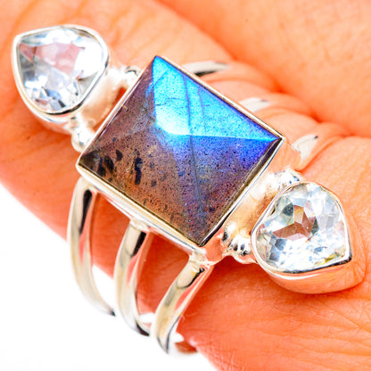Labradorite, Blue Topaz Rings handcrafted by Ana Silver Co - RING127038