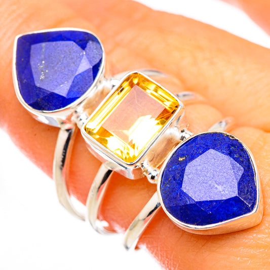 Lapis Lazuli, Citrine Rings handcrafted by Ana Silver Co - RING127039