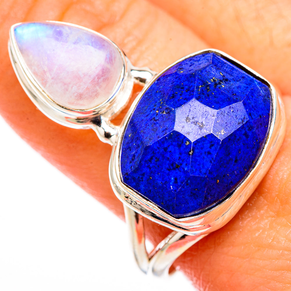 Lapis Lazuli, Rainbow Moonstone Rings handcrafted by Ana Silver Co - RING127041