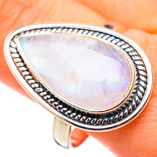Rainbow Moonstone Rings handcrafted by Ana Silver Co - RING127050