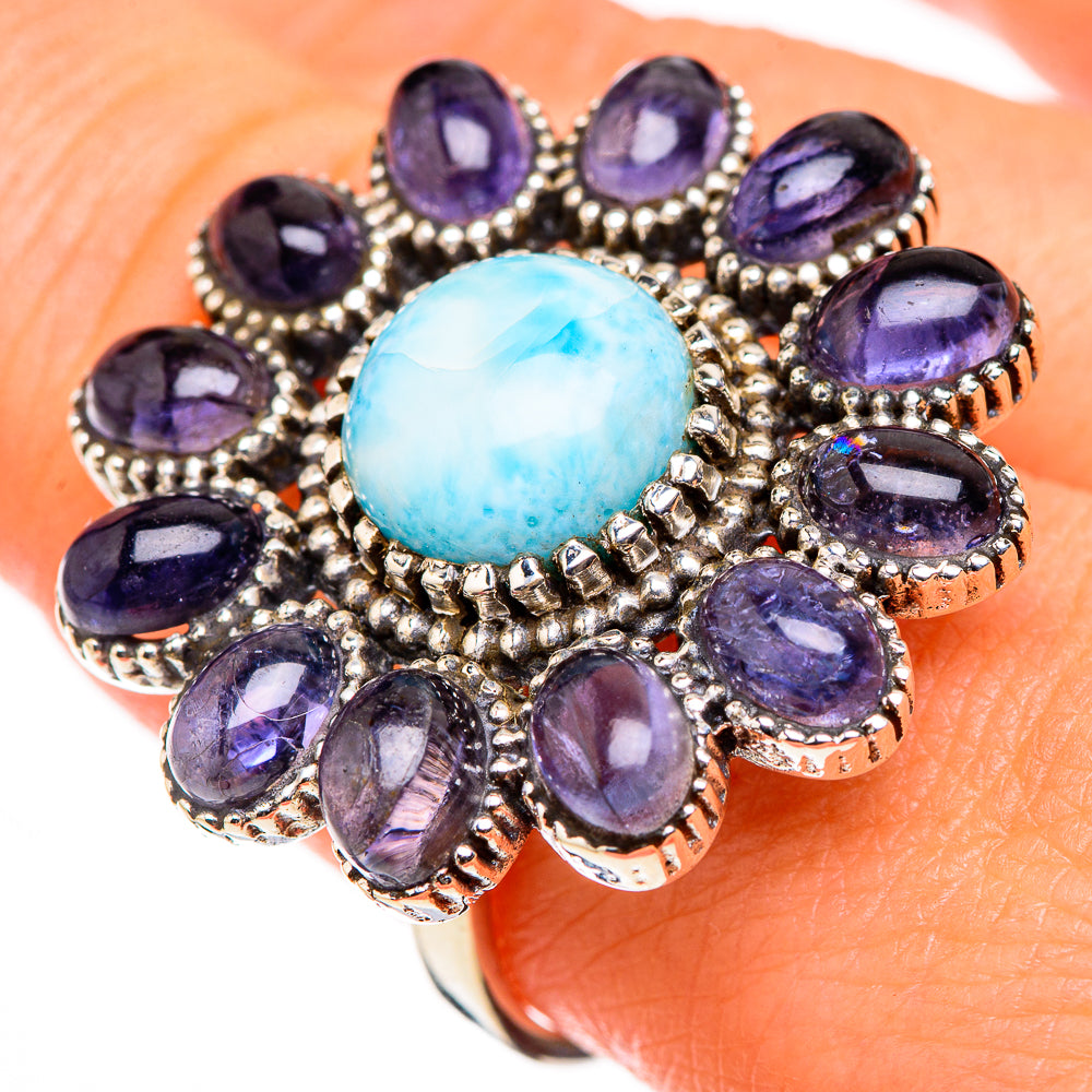 Larimar, Tanzanite Rings handcrafted by Ana Silver Co - RING127052