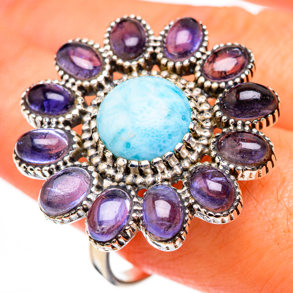 Larimar, Tanzanite Rings handcrafted by Ana Silver Co - RING127054