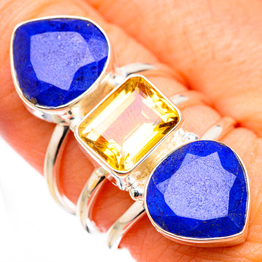 Lapis Lazuli, Citrine Rings handcrafted by Ana Silver Co - RING127056