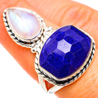 Lapis Lazuli, Rainbow Moonstone Rings handcrafted by Ana Silver Co - RING127057
