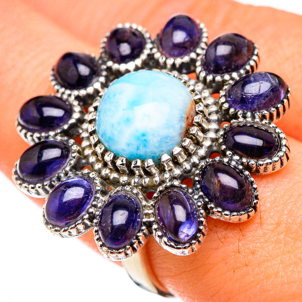 Larimar, Tanzanite Rings handcrafted by Ana Silver Co - RING127066