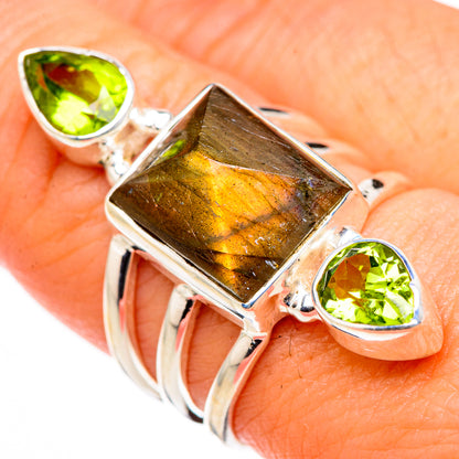 Labradorite, Peridot Rings handcrafted by Ana Silver Co - RING127069