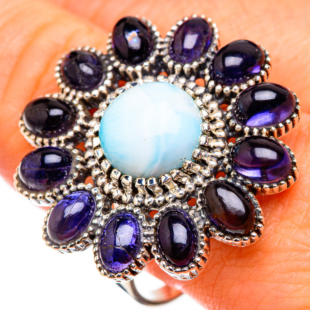 Larimar, Tanzanite Rings handcrafted by Ana Silver Co - RING127081