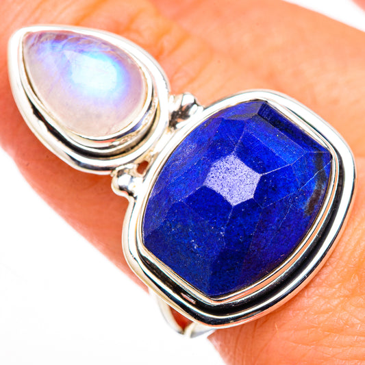 Lapis Lazuli, Rainbow Moonstone Rings handcrafted by Ana Silver Co - RING127082