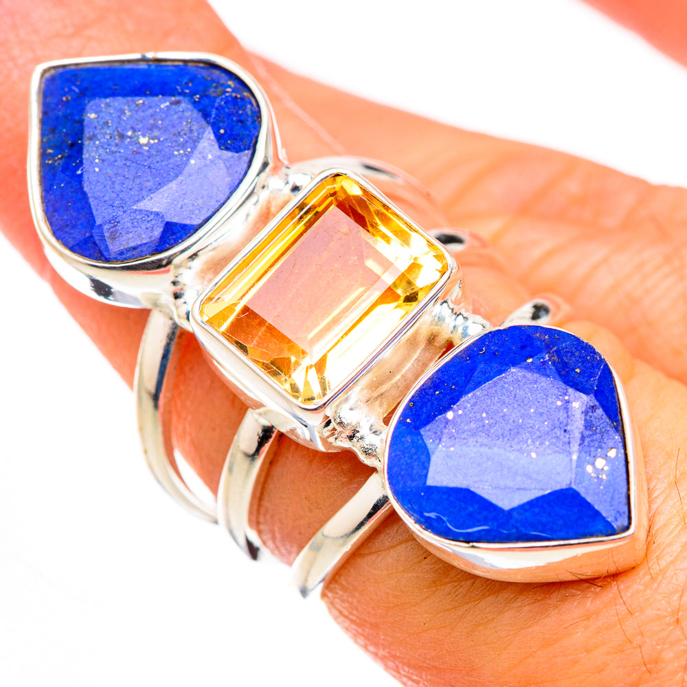 Lapis Lazuli, Citrine Rings handcrafted by Ana Silver Co - RING127083