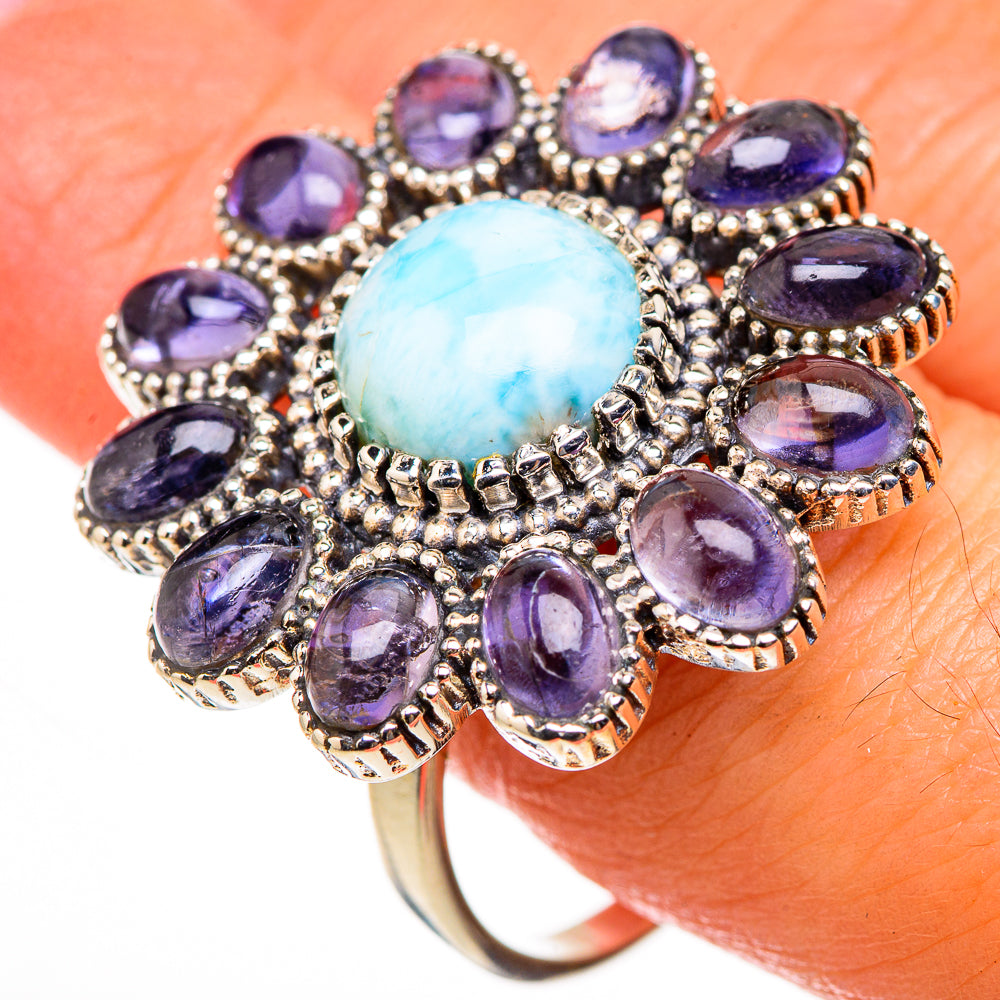Larimar, Tanzanite Rings handcrafted by Ana Silver Co - RING127091