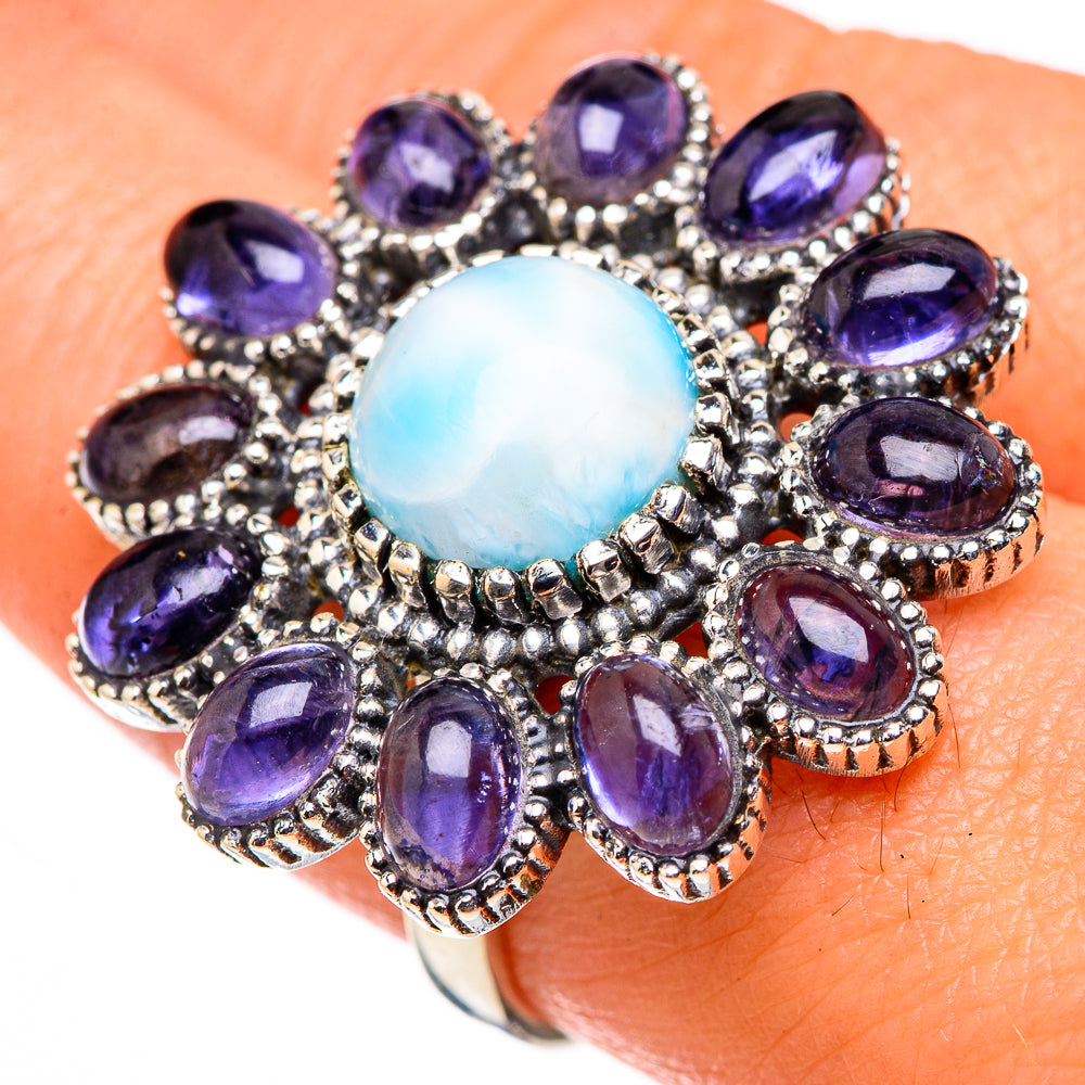 Larimar, Tanzanite Rings handcrafted by Ana Silver Co - RING127092