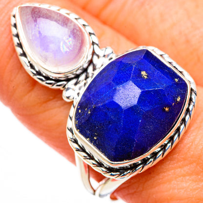 Lapis Lazuli, Rainbow Moonstone Rings handcrafted by Ana Silver Co - RING127093