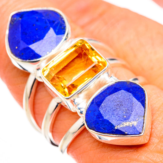 Lapis Lazuli, Citrine Rings handcrafted by Ana Silver Co - RING127094