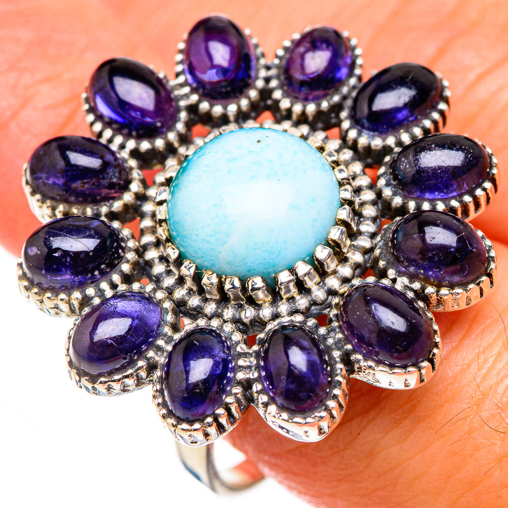 Larimar, Tanzanite Rings handcrafted by Ana Silver Co - RING127100
