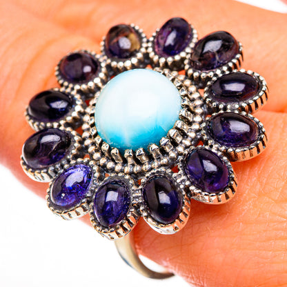 Larimar, Tanzanite Rings handcrafted by Ana Silver Co - RING127101