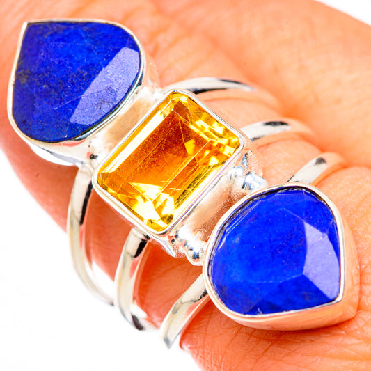 Lapis Lazuli, Citrine Rings handcrafted by Ana Silver Co - RING127108