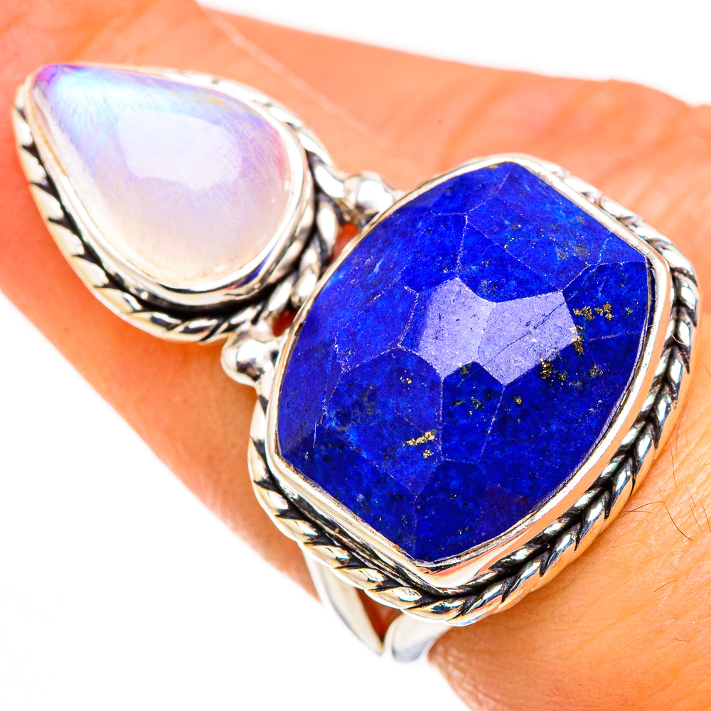 Lapis Lazuli, Rainbow Moonstone Rings handcrafted by Ana Silver Co - RING127109