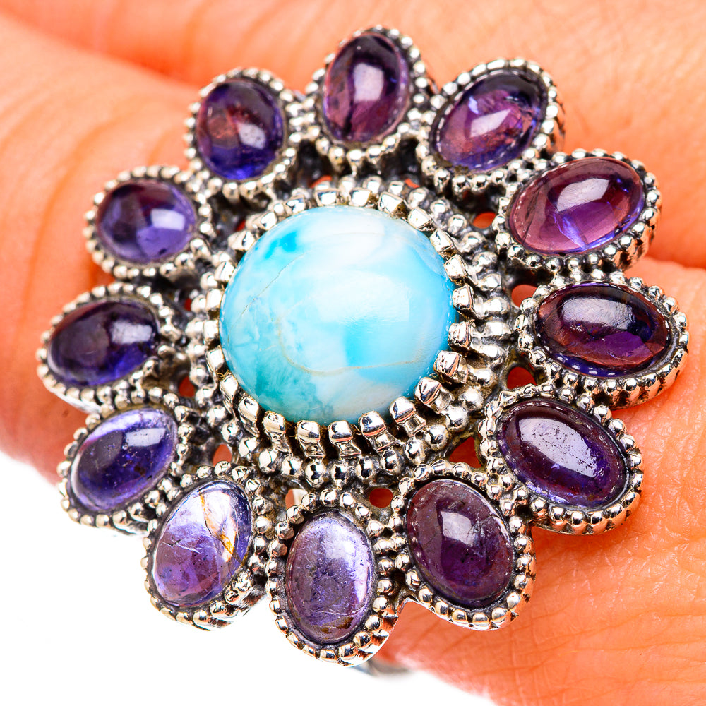 Larimar, Tanzanite Rings handcrafted by Ana Silver Co - RING127113