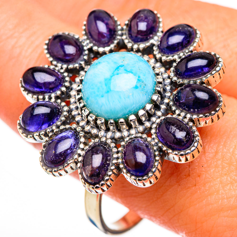 Larimar, Tanzanite Rings handcrafted by Ana Silver Co - RING127114