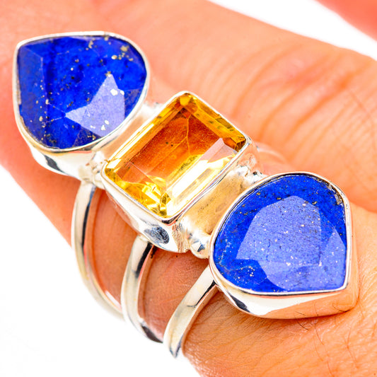 Lapis Lazuli, Citrine Rings handcrafted by Ana Silver Co - RING127115
