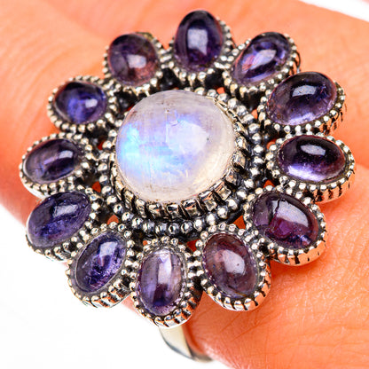 Rainbow Moonstone, Tanzanite Rings handcrafted by Ana Silver Co - RING127118