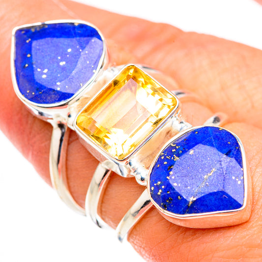 Lapis Lazuli, Citrine Rings handcrafted by Ana Silver Co - RING127121