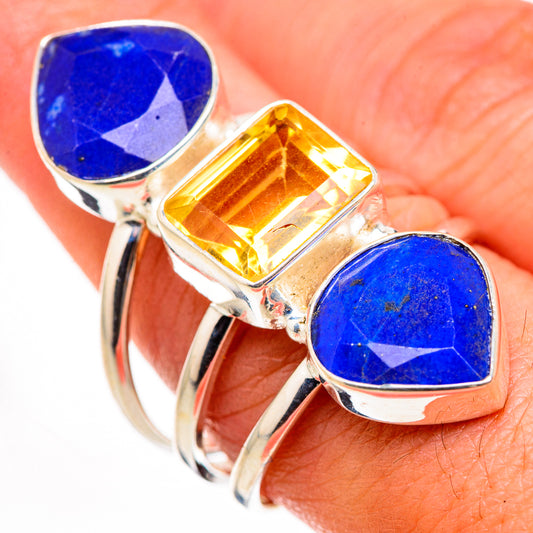 Lapis Lazuli, Citrine Rings handcrafted by Ana Silver Co - RING127122