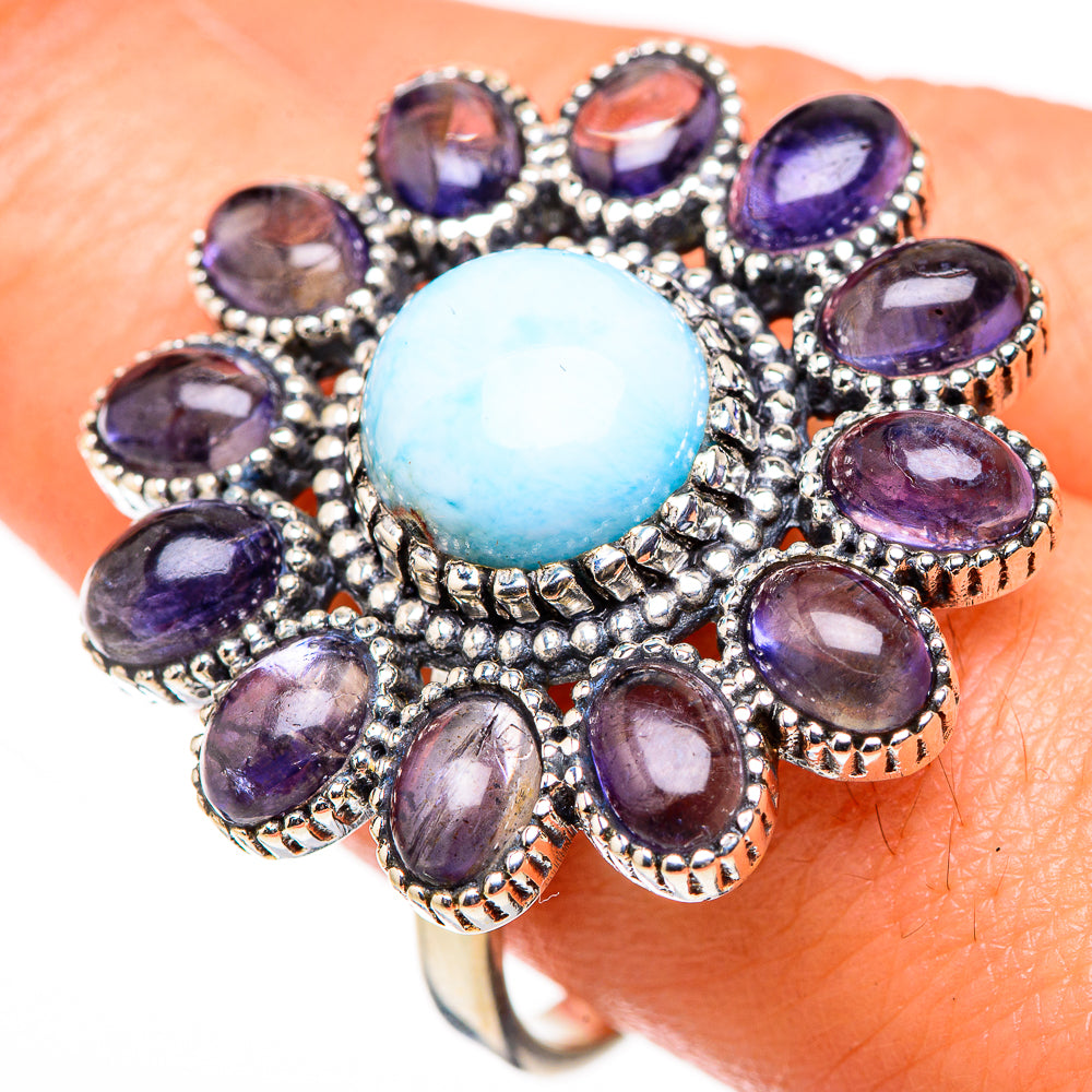 Larimar, Tanzanite Rings handcrafted by Ana Silver Co - RING127127