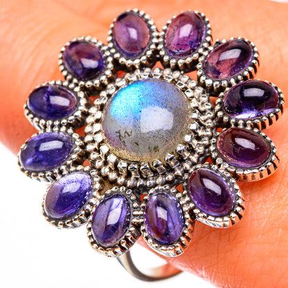 Labradorite, Tanzanite Rings handcrafted by Ana Silver Co - RING127128
