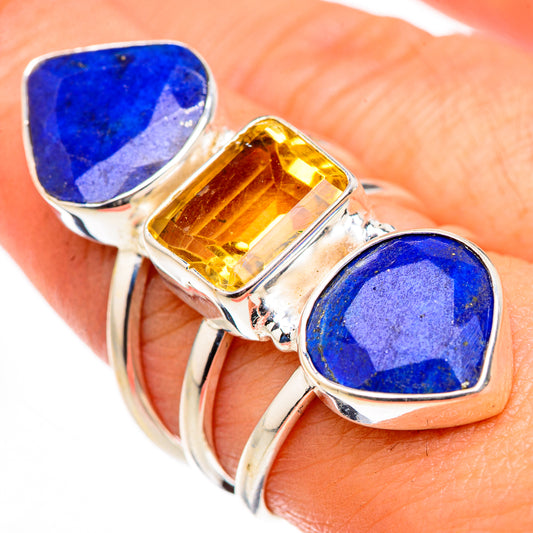 Lapis Lazuli, Citrine Rings handcrafted by Ana Silver Co - RING127129