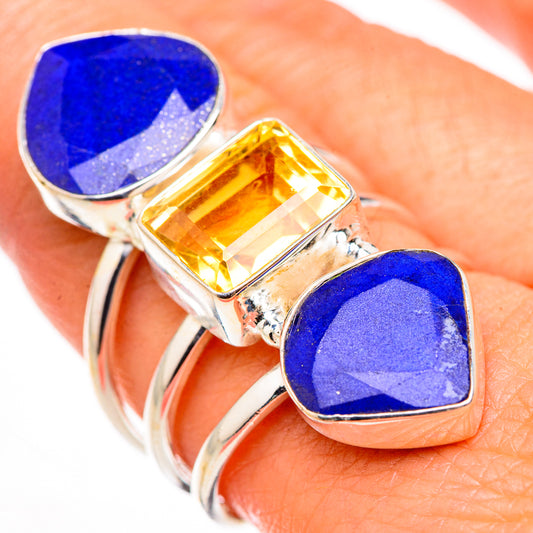 Lapis Lazuli, Citrine Rings handcrafted by Ana Silver Co - RING127134