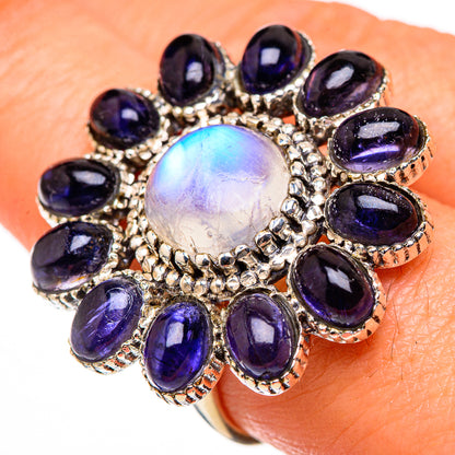 Rainbow Moonstone, Tanzanite Rings handcrafted by Ana Silver Co - RING127136