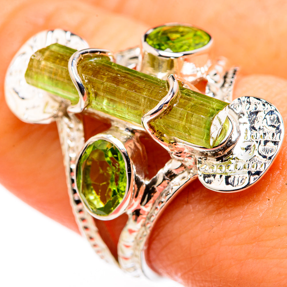 Green Tourmaline Rings handcrafted by Ana Silver Co - RING127143