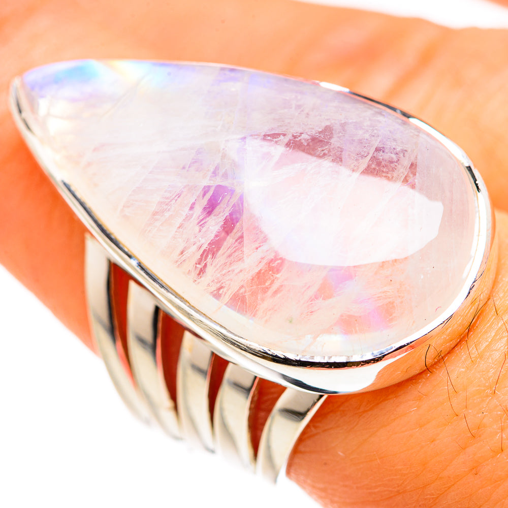 Rainbow Moonstone Rings handcrafted by Ana Silver Co - RING127149