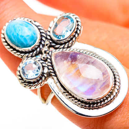 Rainbow Moonstone Rings handcrafted by Ana Silver Co - RING127153