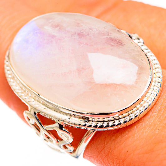 Rainbow Moonstone Rings handcrafted by Ana Silver Co - RING127161