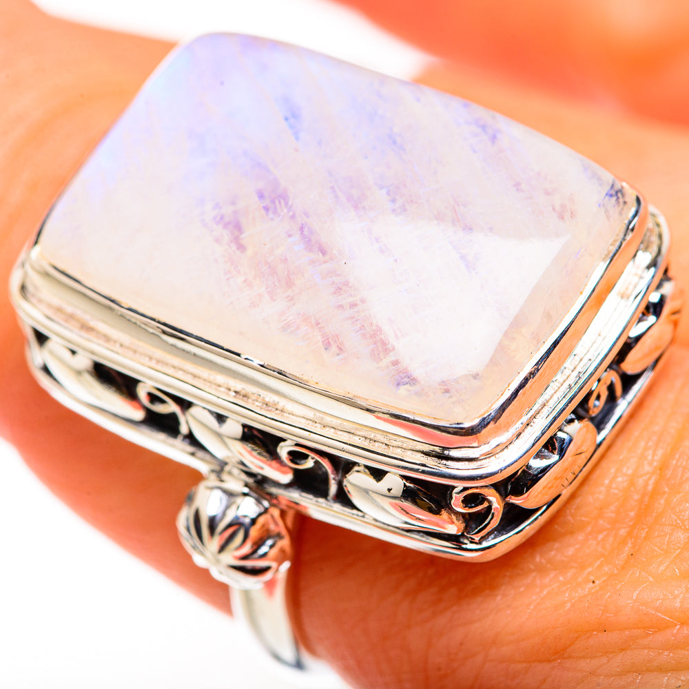 Rainbow Moonstone Rings handcrafted by Ana Silver Co - RING127162