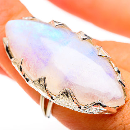 Rainbow Moonstone Rings handcrafted by Ana Silver Co - RING127163