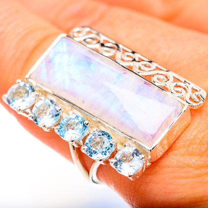 Rainbow Moonstone Rings handcrafted by Ana Silver Co - RING127176