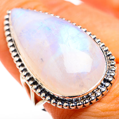 Rainbow Moonstone Rings handcrafted by Ana Silver Co - RING127177