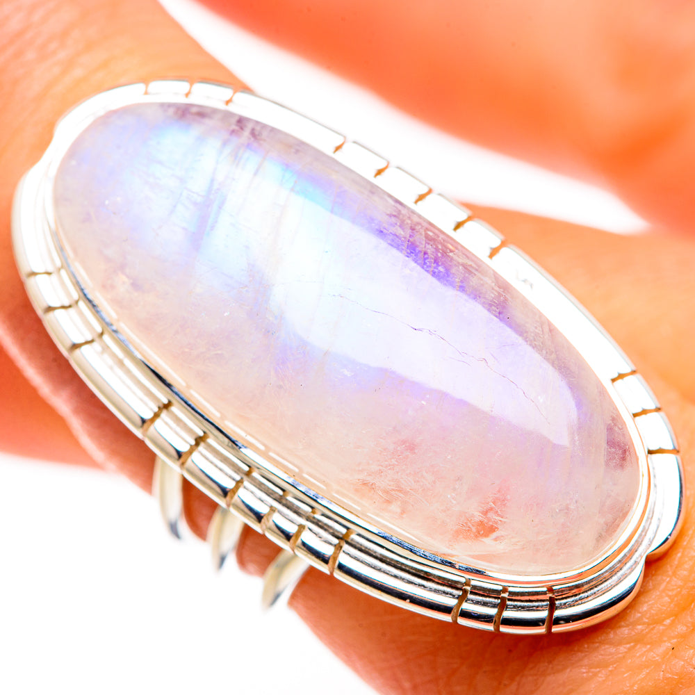 Rainbow Moonstone Rings handcrafted by Ana Silver Co - RING127188