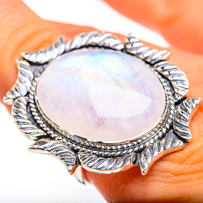 Rainbow Moonstone Rings handcrafted by Ana Silver Co - RING127189